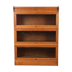 Antique Three-Section Oak Lawyers Bookcase