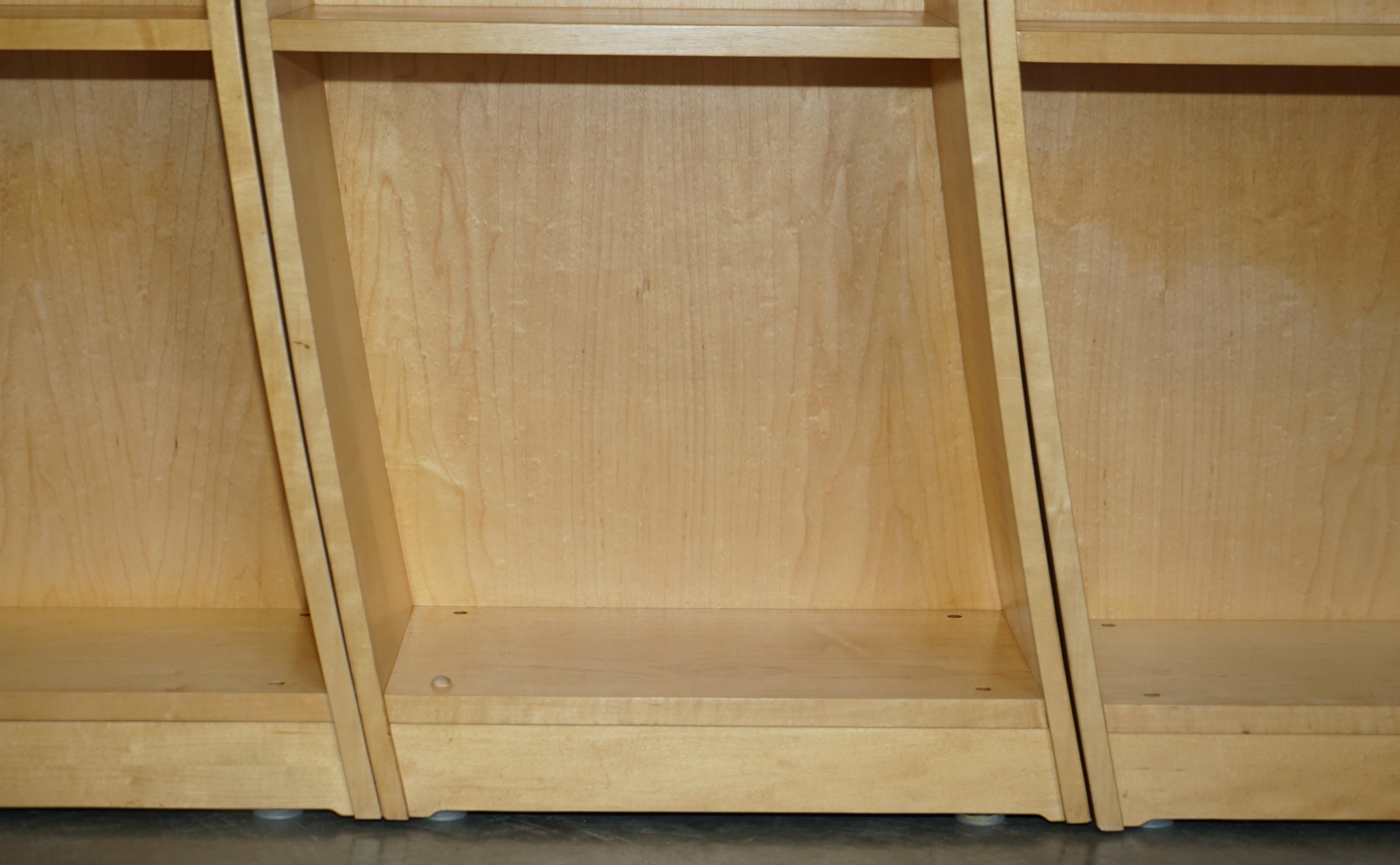 Three Section Very Cool Bendy Library Bookcases Must See Pictures in Birch For Sale 1