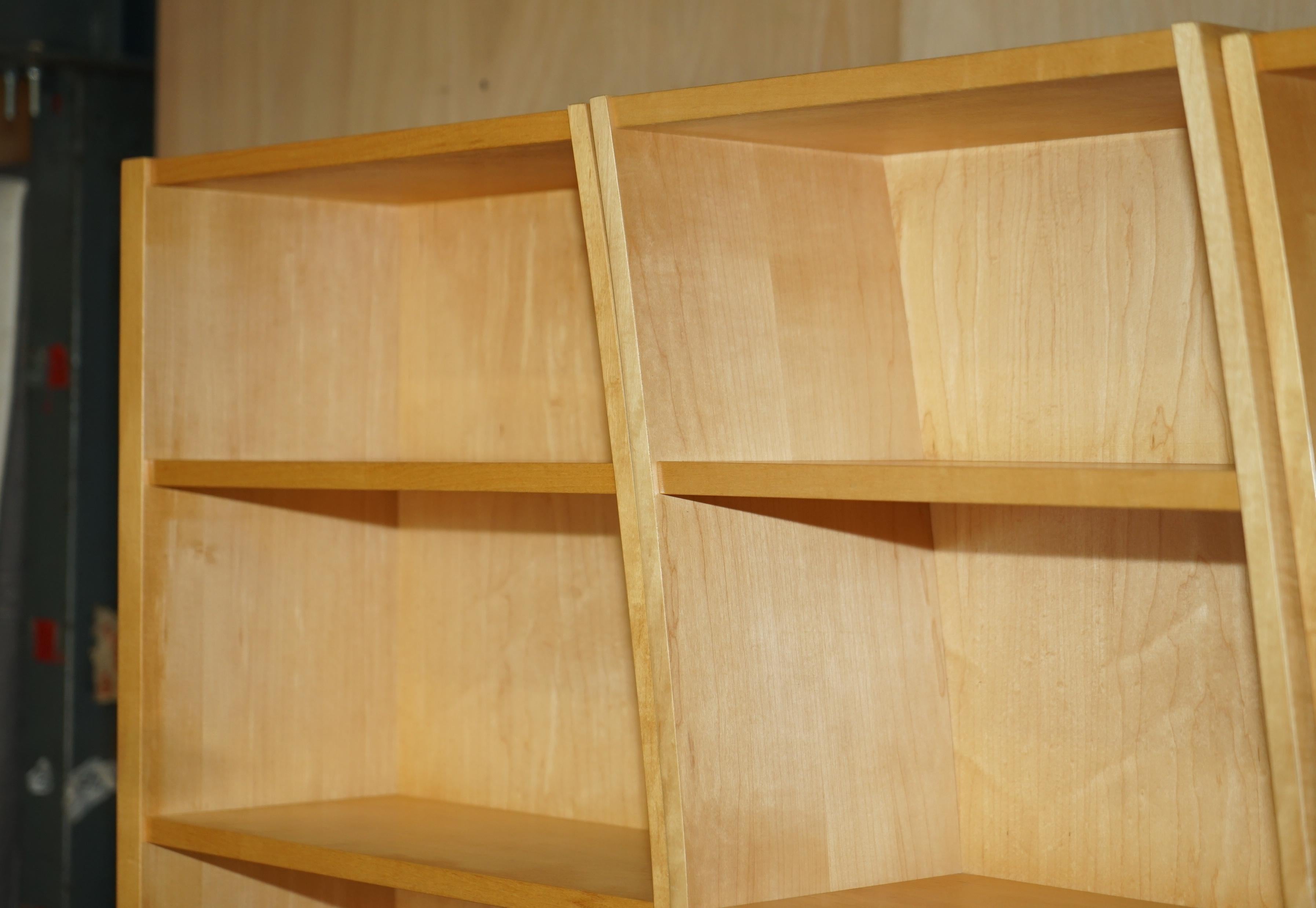 Three Section Very Cool Bendy Library Bookcases Must See Pictures in Birch For Sale 3