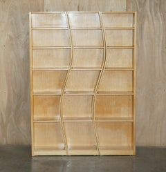 Three Section Very Cool Bendy Library Bookcases Must See Pictures in Birch