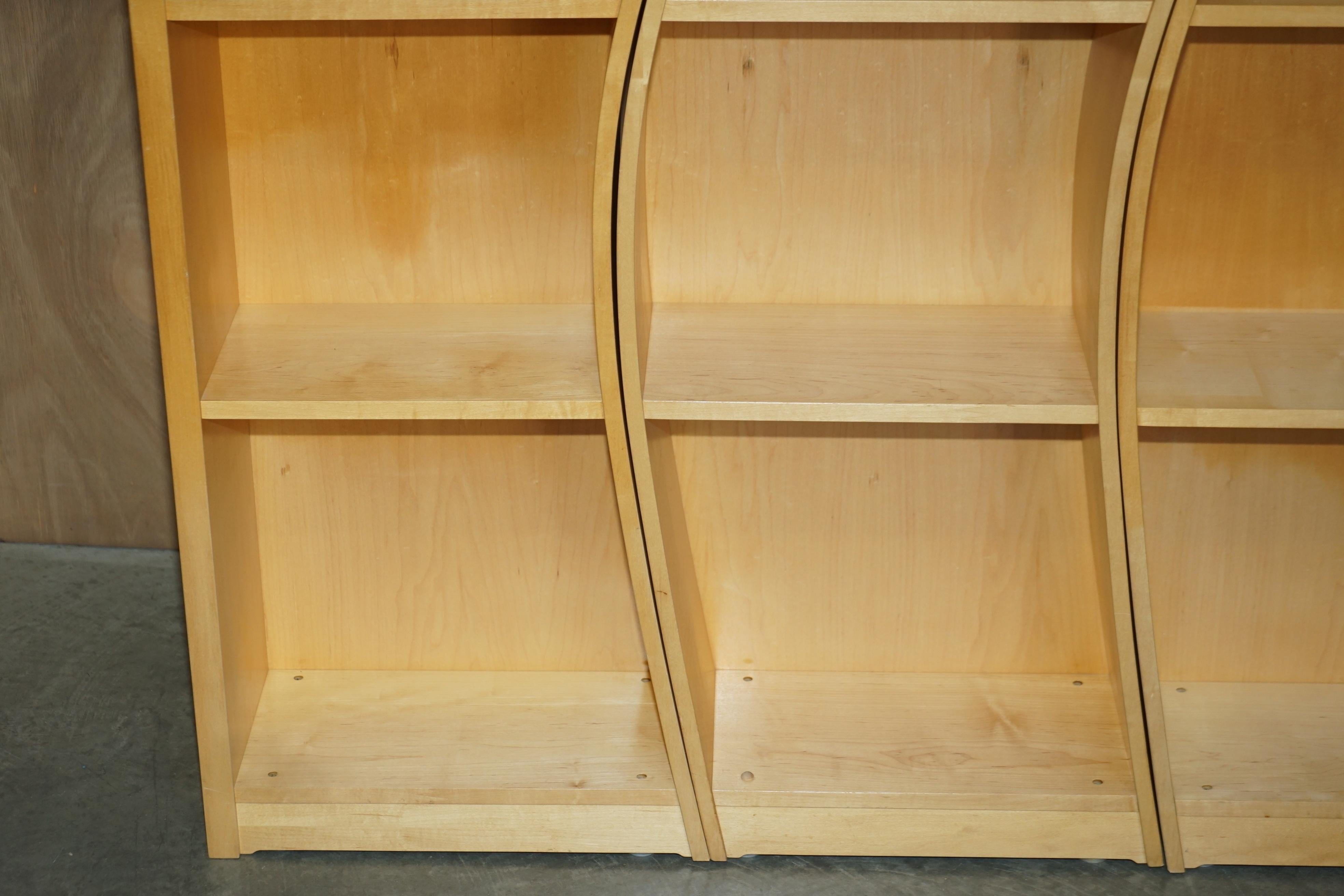 20th Century Three Section Very Cool Bendy Library Bookcases Must See Pictures in Birch For Sale