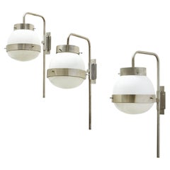 Three Sergio Mazza Nickel Plated "Large Delta" Wall Lights for Artemide, 1960s