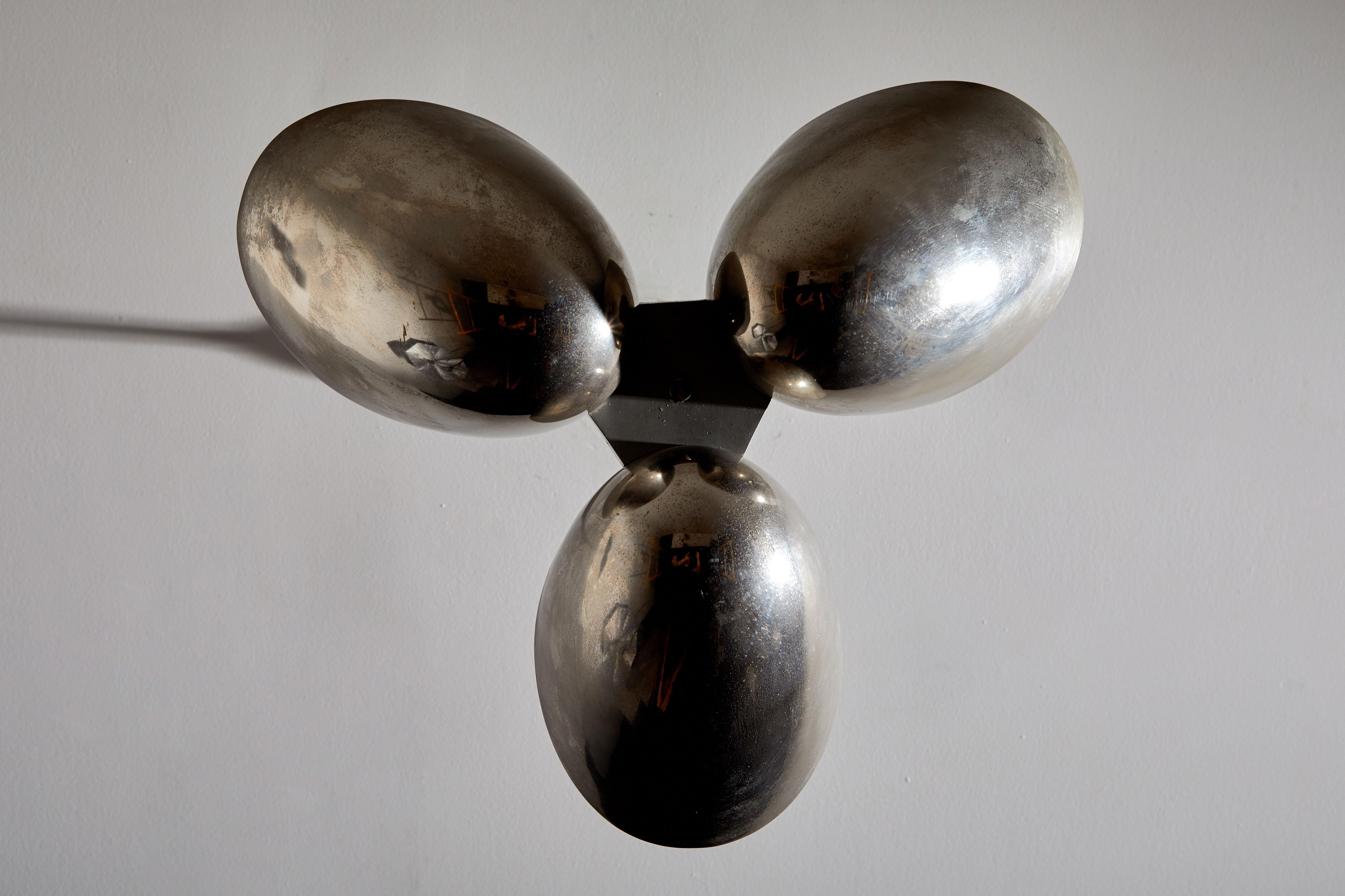 Brass Three-Shade Bauhaus Chandelier by Zukov
