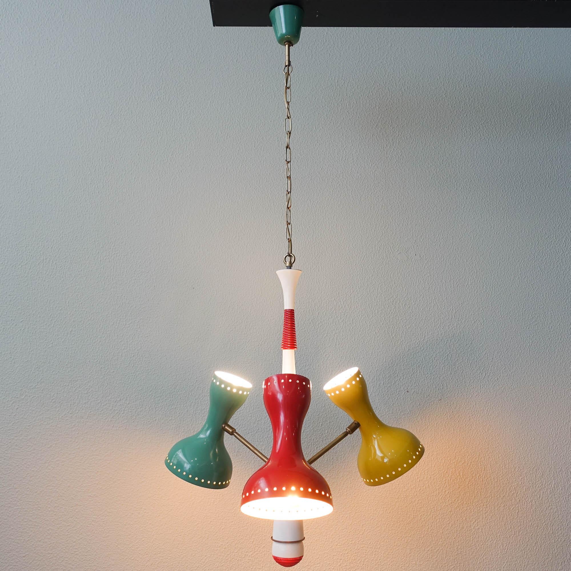 Mid-Century Modern Three Shade Diabolo Pendant Lamp, 1950's