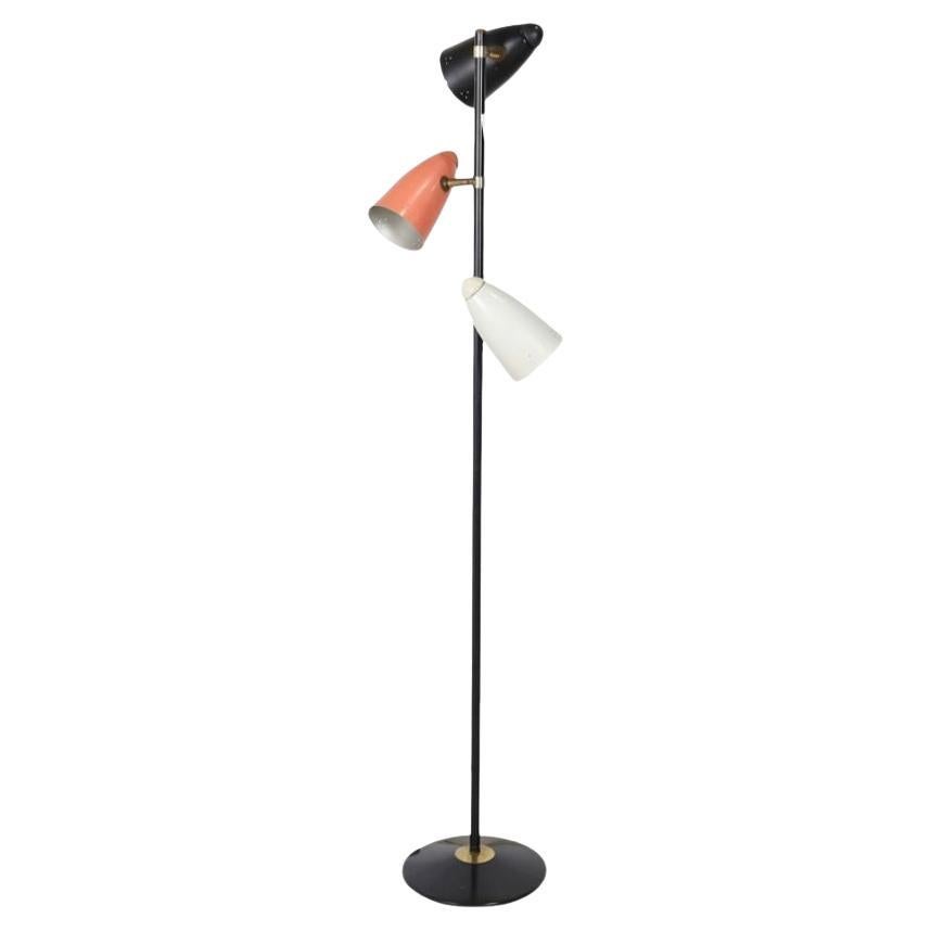 Moderne Stehlampe mit drei Schirmen aus der Mitte des Jahrhunderts von Gerald Thurston für Lightolier