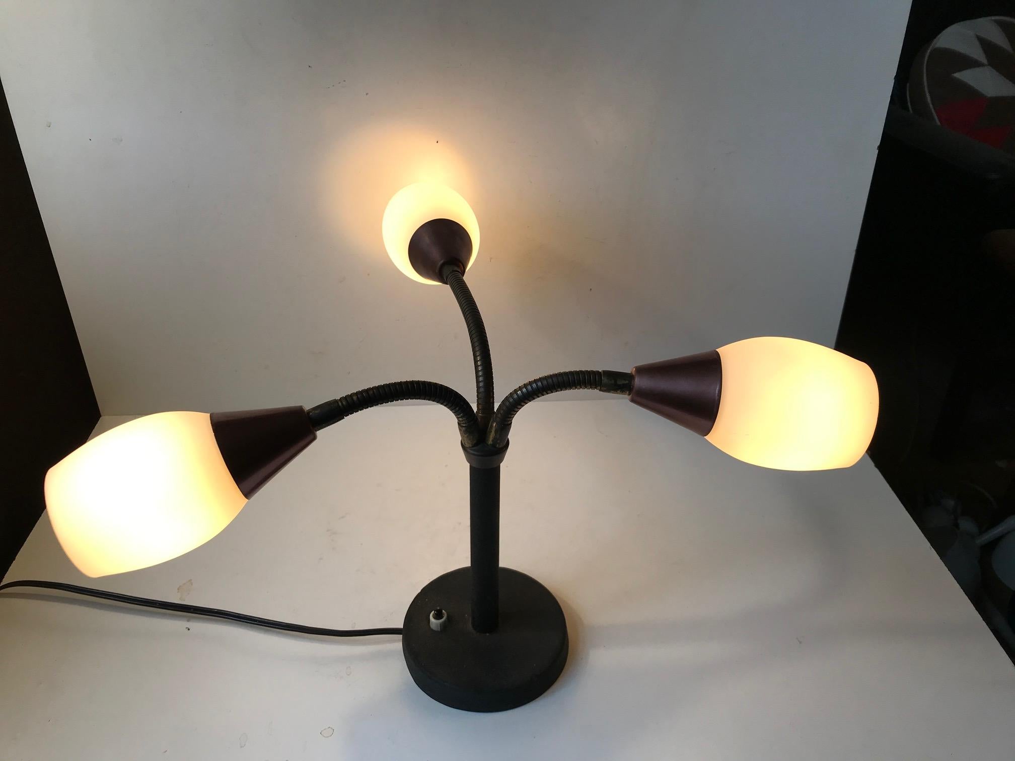 Three Shade Midcentury Table Lamp by E. S. Horn, 1950s For Sale 2