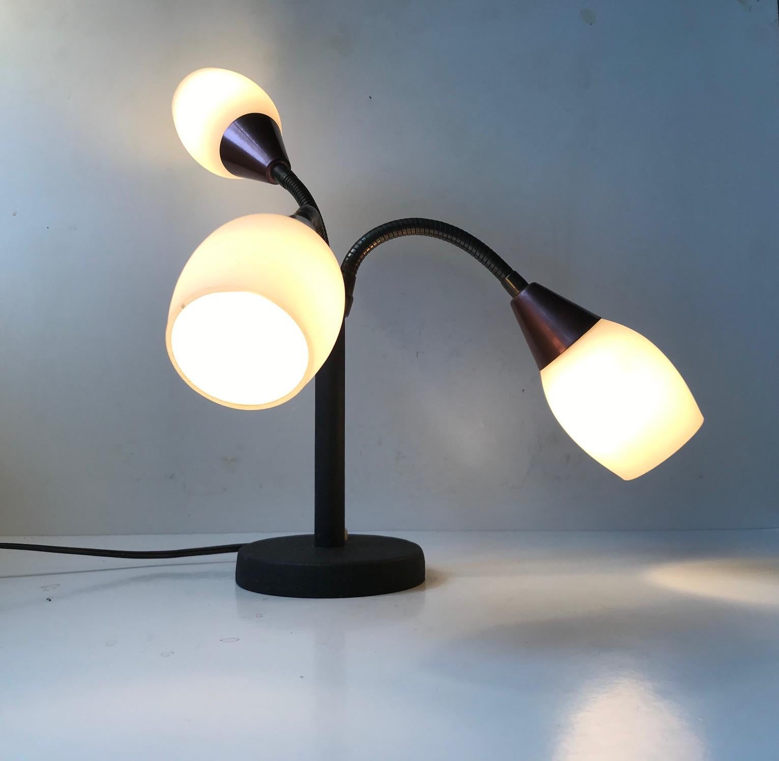Three Shade Midcentury Table Lamp by E. S. Horn, 1950s For Sale 3