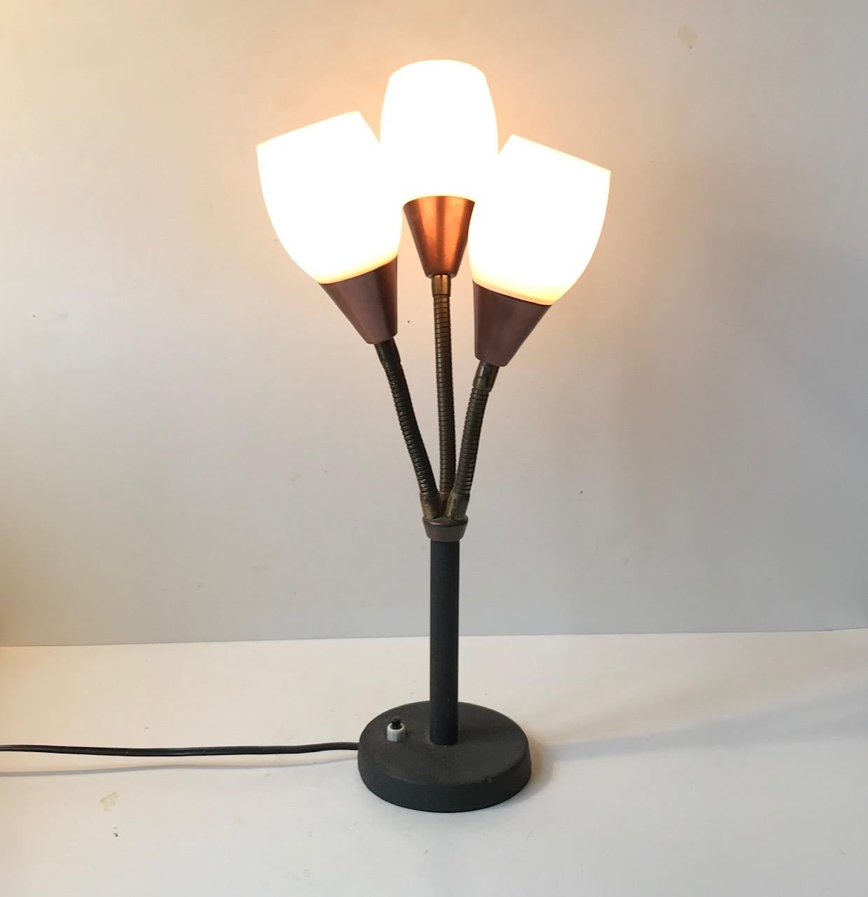Three Shade Midcentury Table Lamp by E. S. Horn, 1950s In Good Condition For Sale In Esbjerg, DK