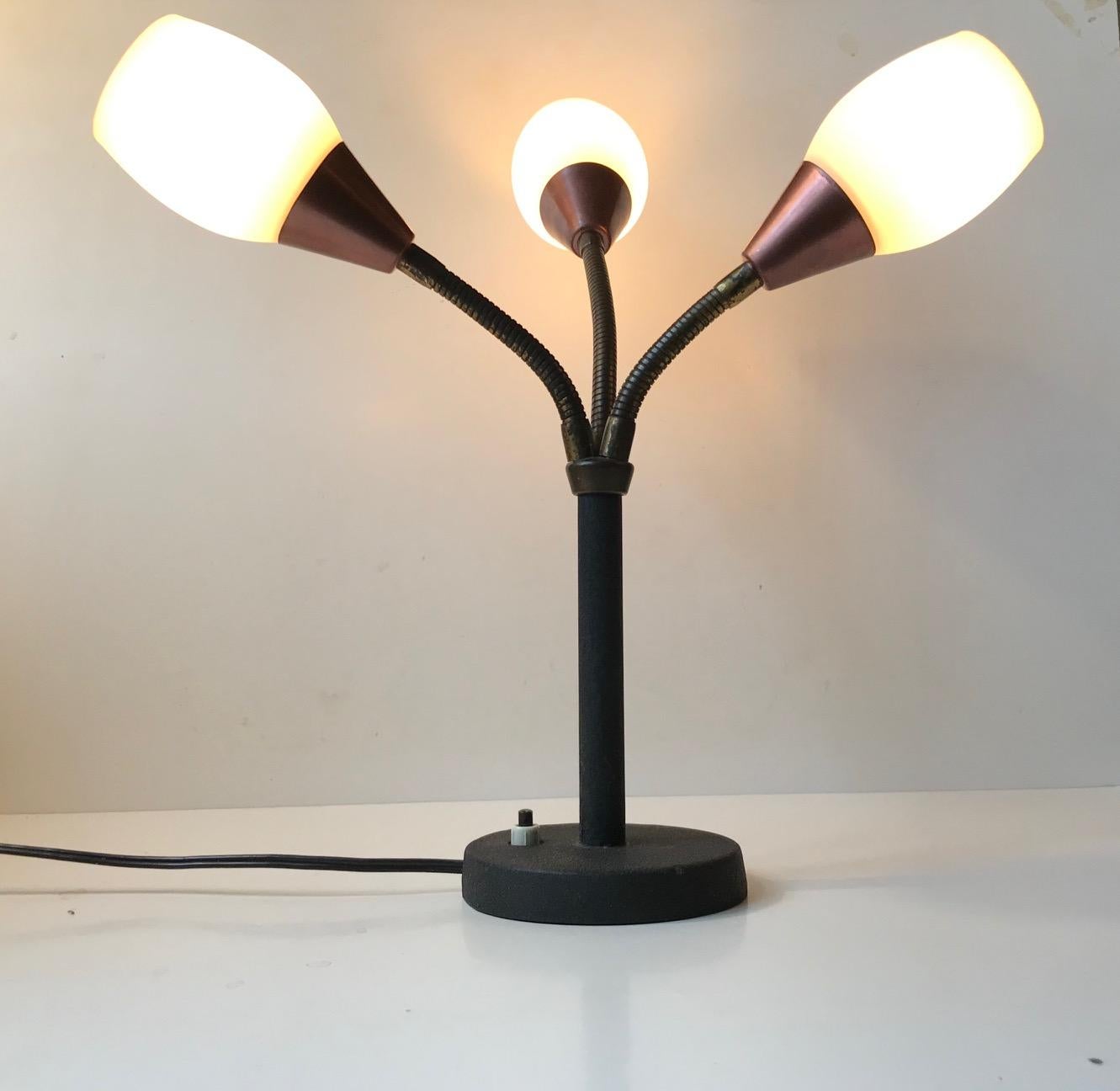Three Shade Midcentury Table Lamp by E. S. Horn, 1950s For Sale 1