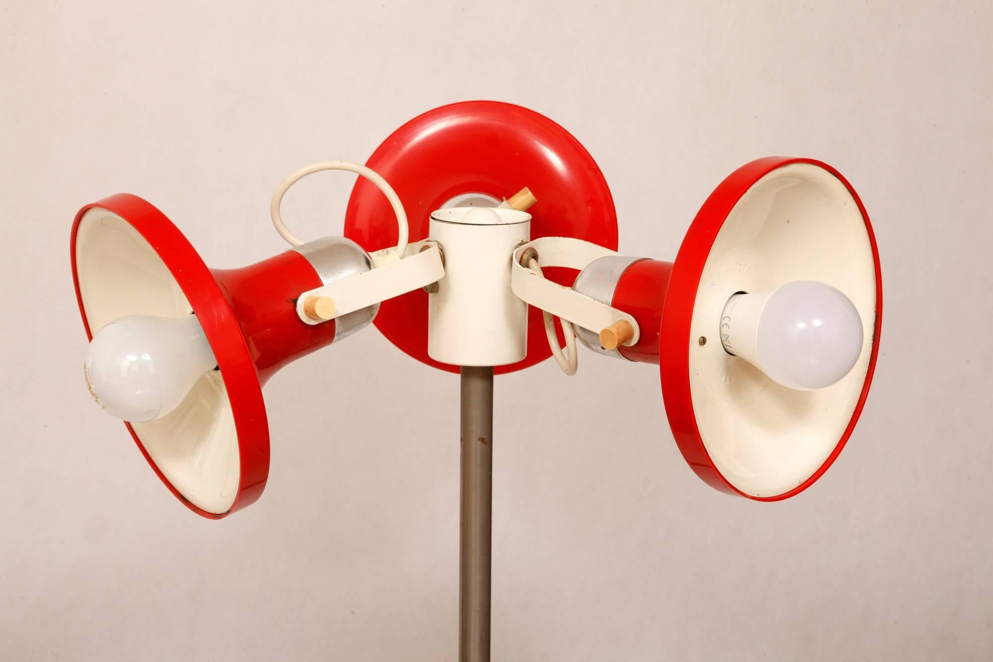 Late 20th Century Three-Shade Red Floor Lamp from Kuspi, Space Age in East Germany, 1970s For Sale
