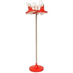 Three-Shade Red Floor Lamp from Kuspi, Space Age in East Germany, 1970s