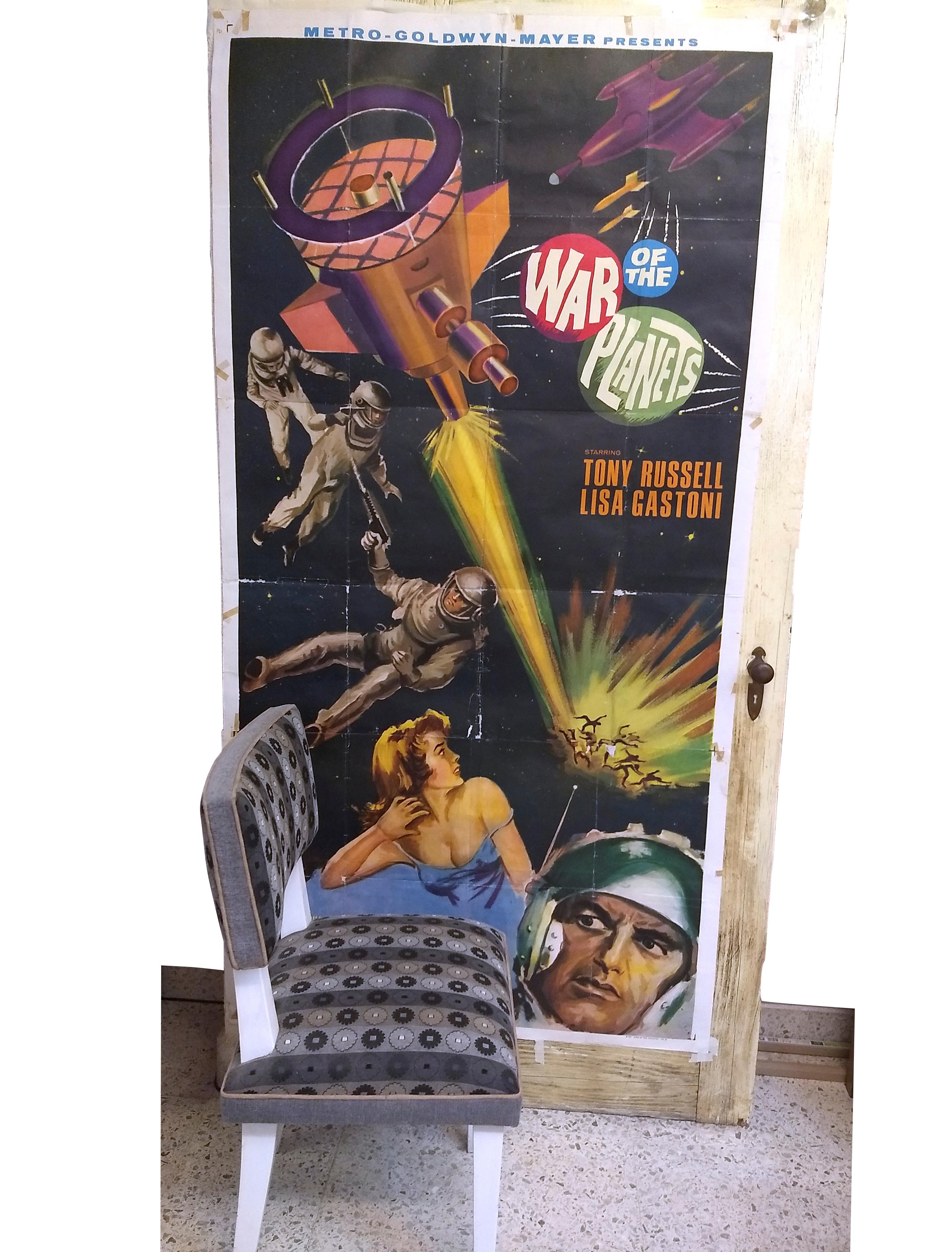 Beautiful, very large and rare original movie poster for the Italian sci-fi film 