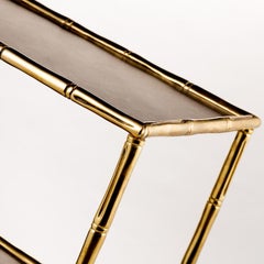 Three-Shelf Etagere In Natural Brass With Bamboo