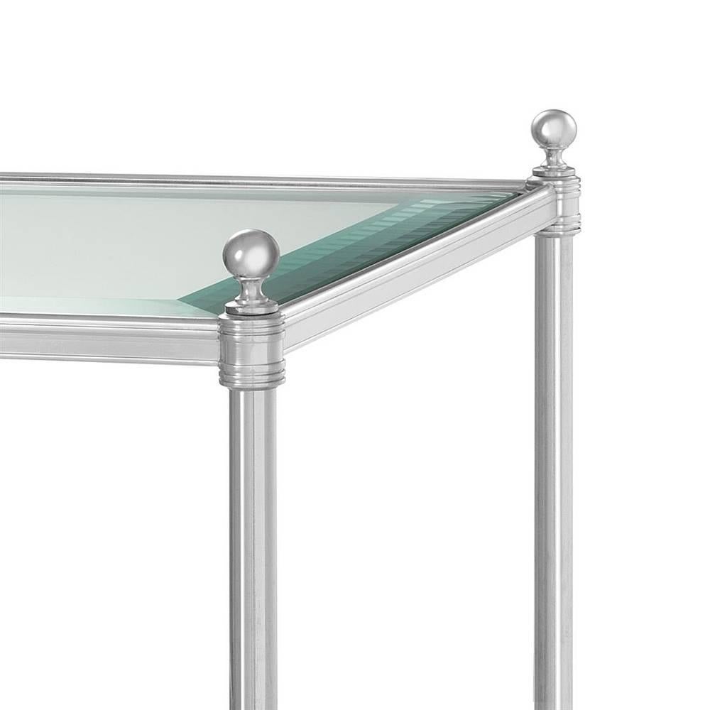 Contemporary Three Shelves Side Table in Aged Brass or Silver Plated Finish
