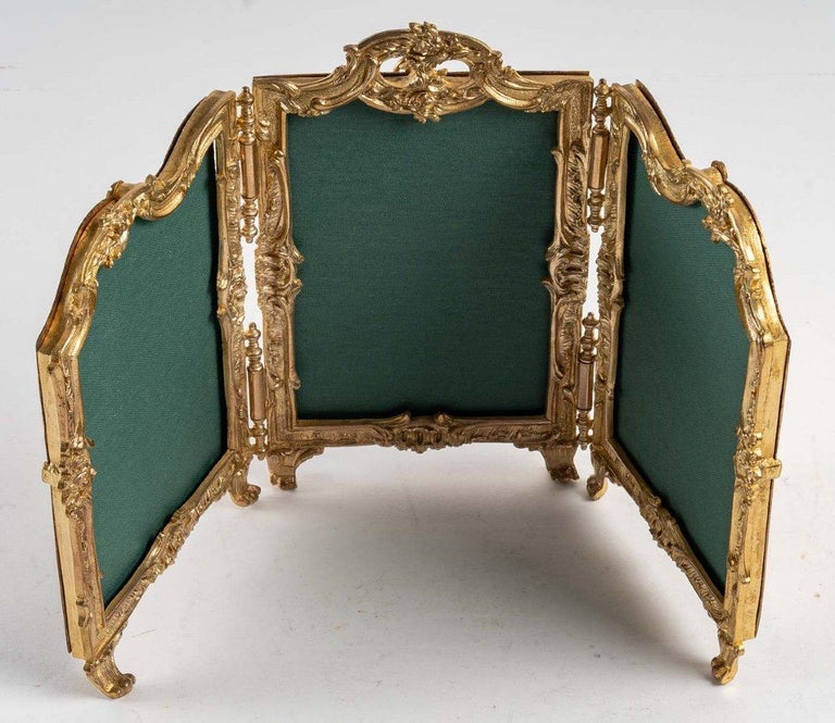 Gilt Three Shutters Photo Frame, Early 20th For Sale