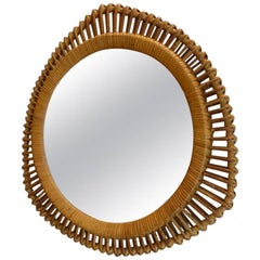 Three Sided 1950s Rattan Mirror