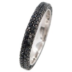 Three Sided All Round Pavé Black Diamond Band 18 Karat Gold Ring