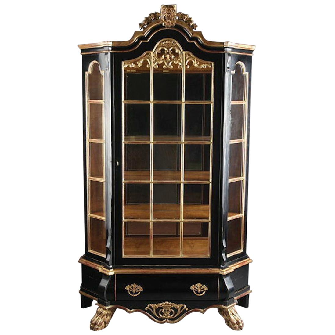 Three-Sided Dutch Display Cabinet in the Baroque Style For Sale