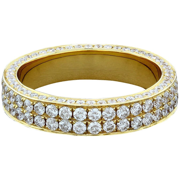 Three-Sided Pave Diamond Gold Eternity Band For Sale at 1stDibs | three ...