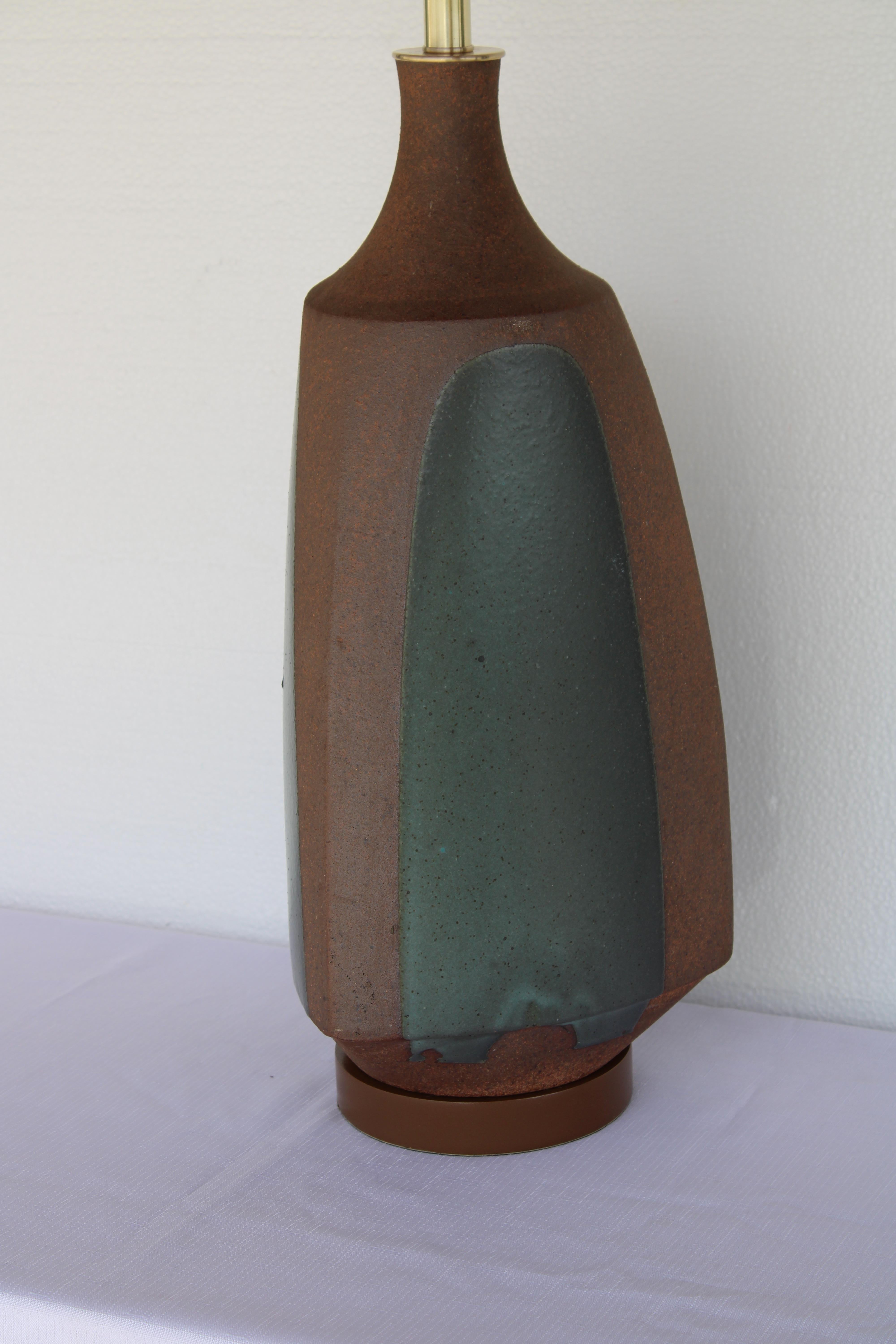 Ceramic Three Sided Stoneware Lamp by David Cressey For Sale