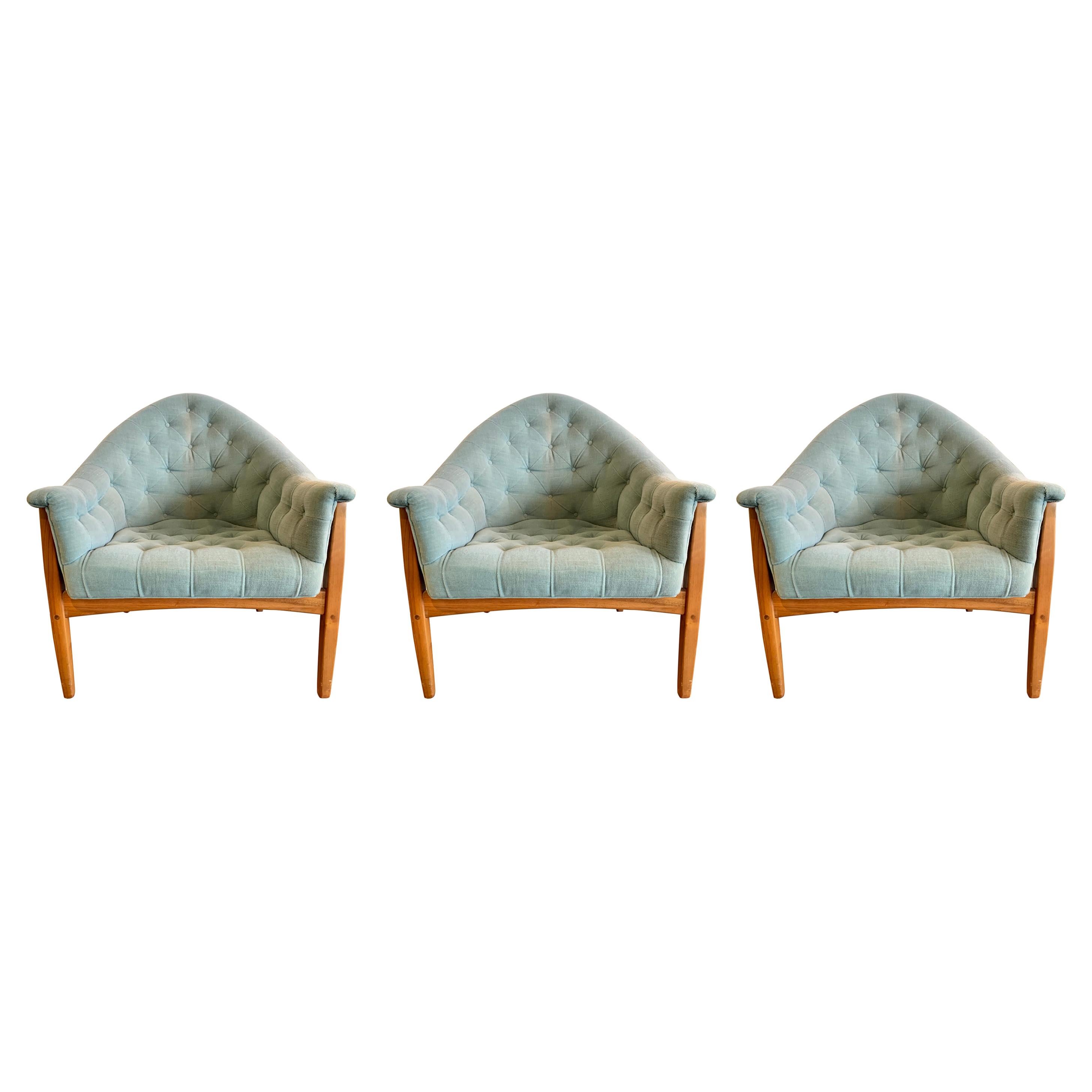 Three Thayer Coggin by Milo Baughman Archie Exposed Frame Lounge Chairs, 1965