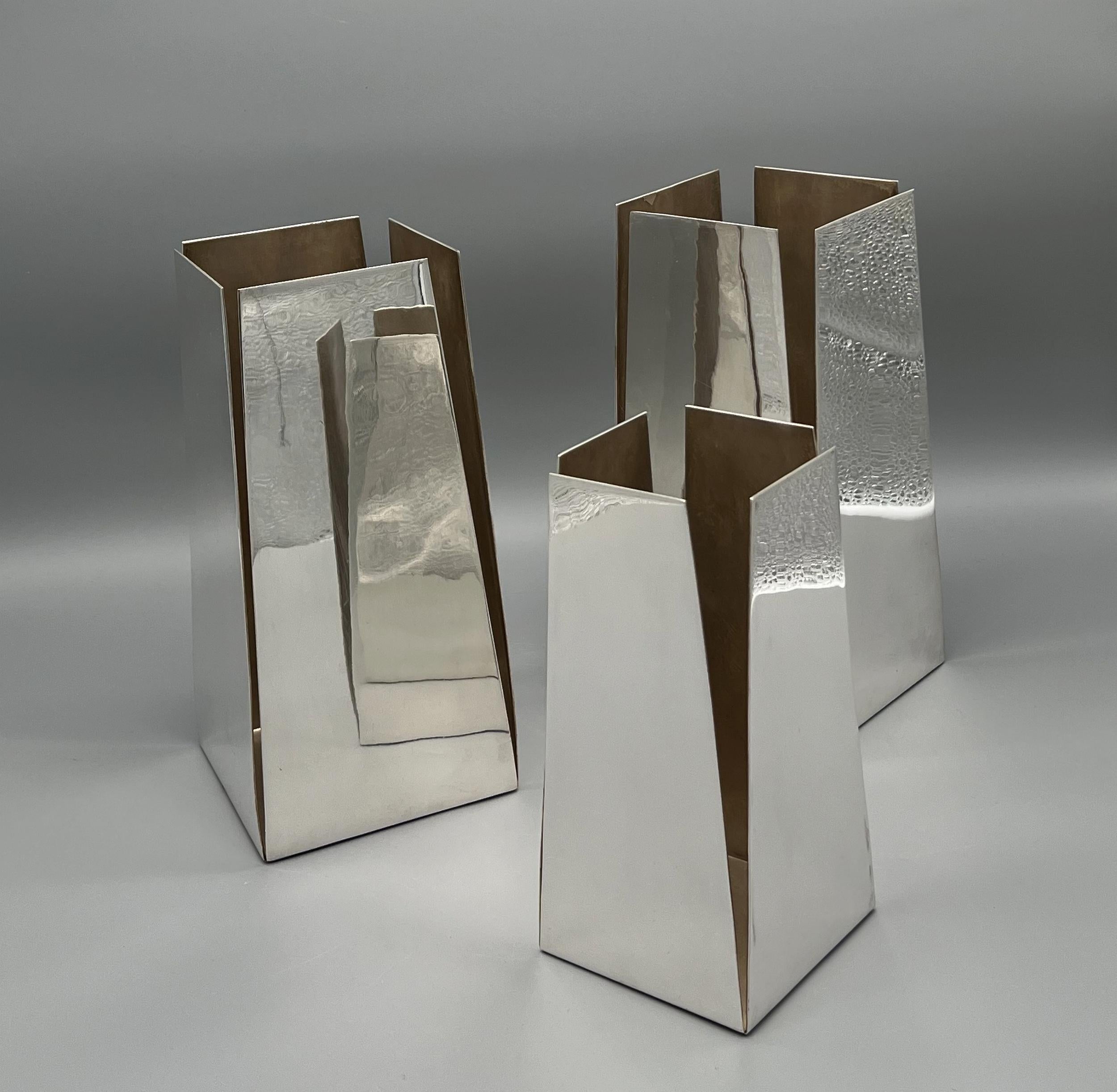 French Three silver-plated bottle covers, Editions Lancel, Paris, France, circa 1970 For Sale