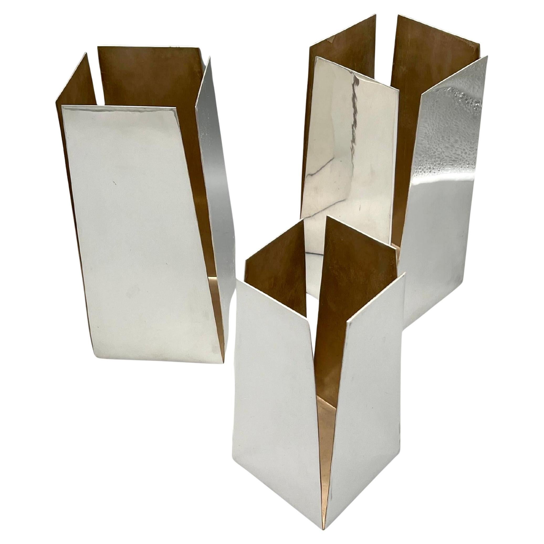 Three silver-plated bottle covers, Editions Lancel, Paris, France, circa 1970 For Sale