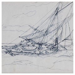 Three Sketches on Post Cards by Montague Dawson RA