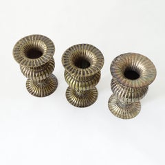 Three Small Antique Silverplate Soliflor Vases, Italy 1920s