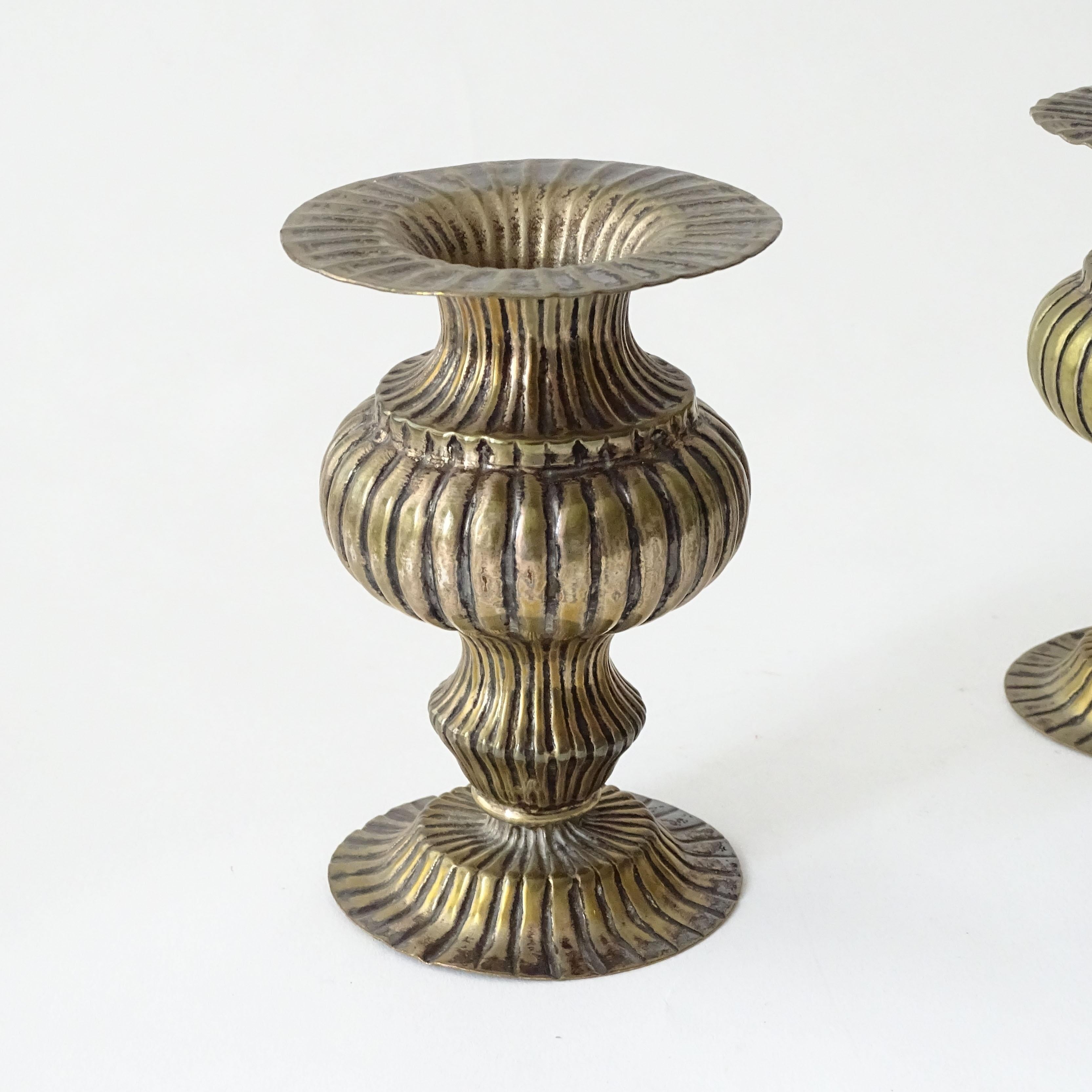 Silvered Three Small Antique Silverplate Soliflor Vases, Italy 1920s For Sale