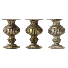 Three Small Used Silverplate Soliflor Vases, Italy 1920s
