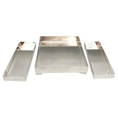 Three small silver plated trays, Edition Lancel, Paris, France, circa 1970