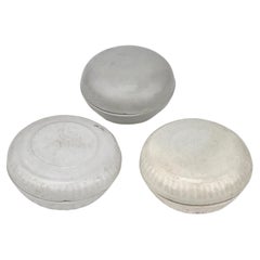 Antique Three Small White-glazed Circular Boxes and Coveres, Qing Dynasty, Kangxi Era, C