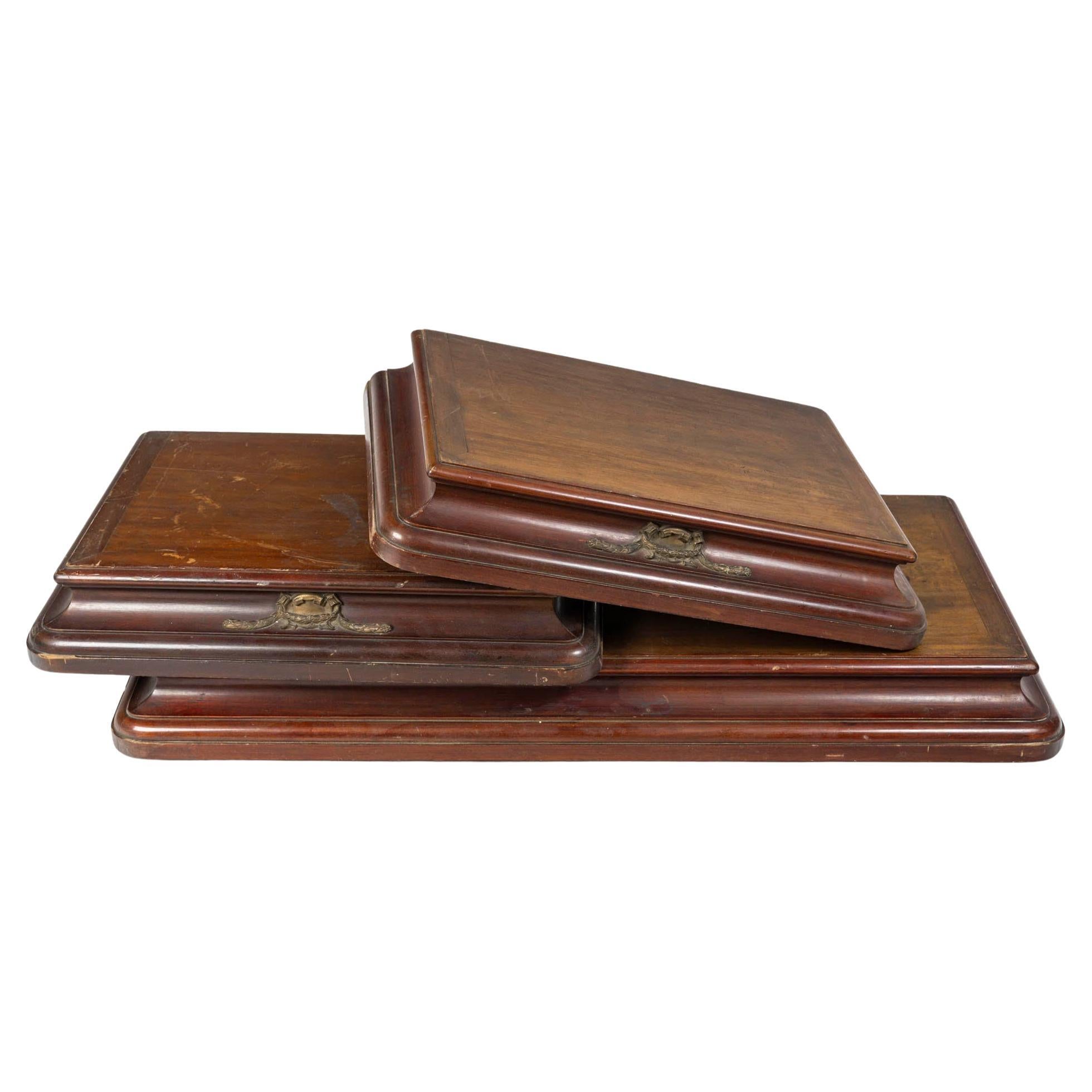 Three Solid Mahogany Display Stands, 19th Century, Napoleon III Period.