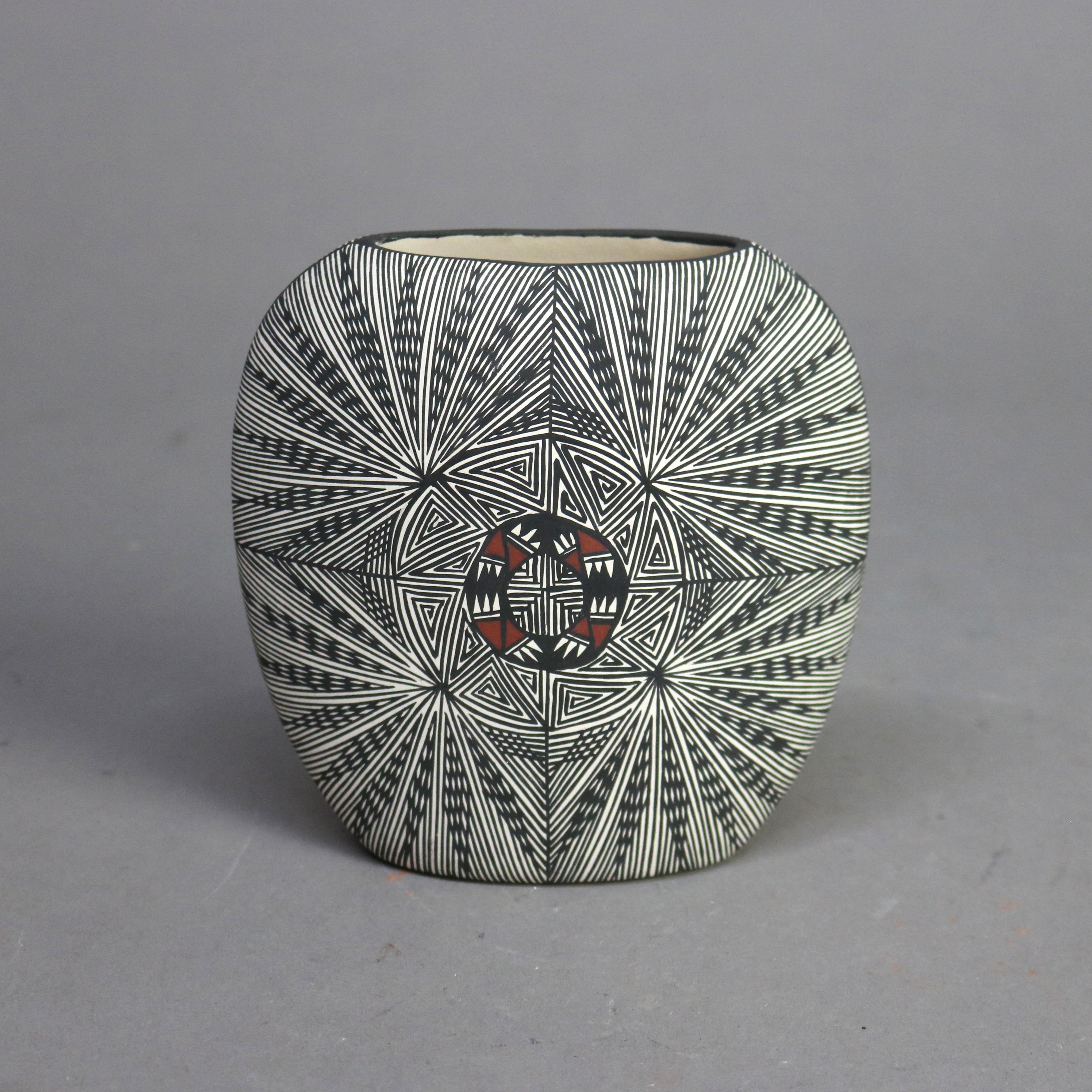 20th Century Three Southwestern Native American Acoma Pottery Artist Signed Vessels 20thC