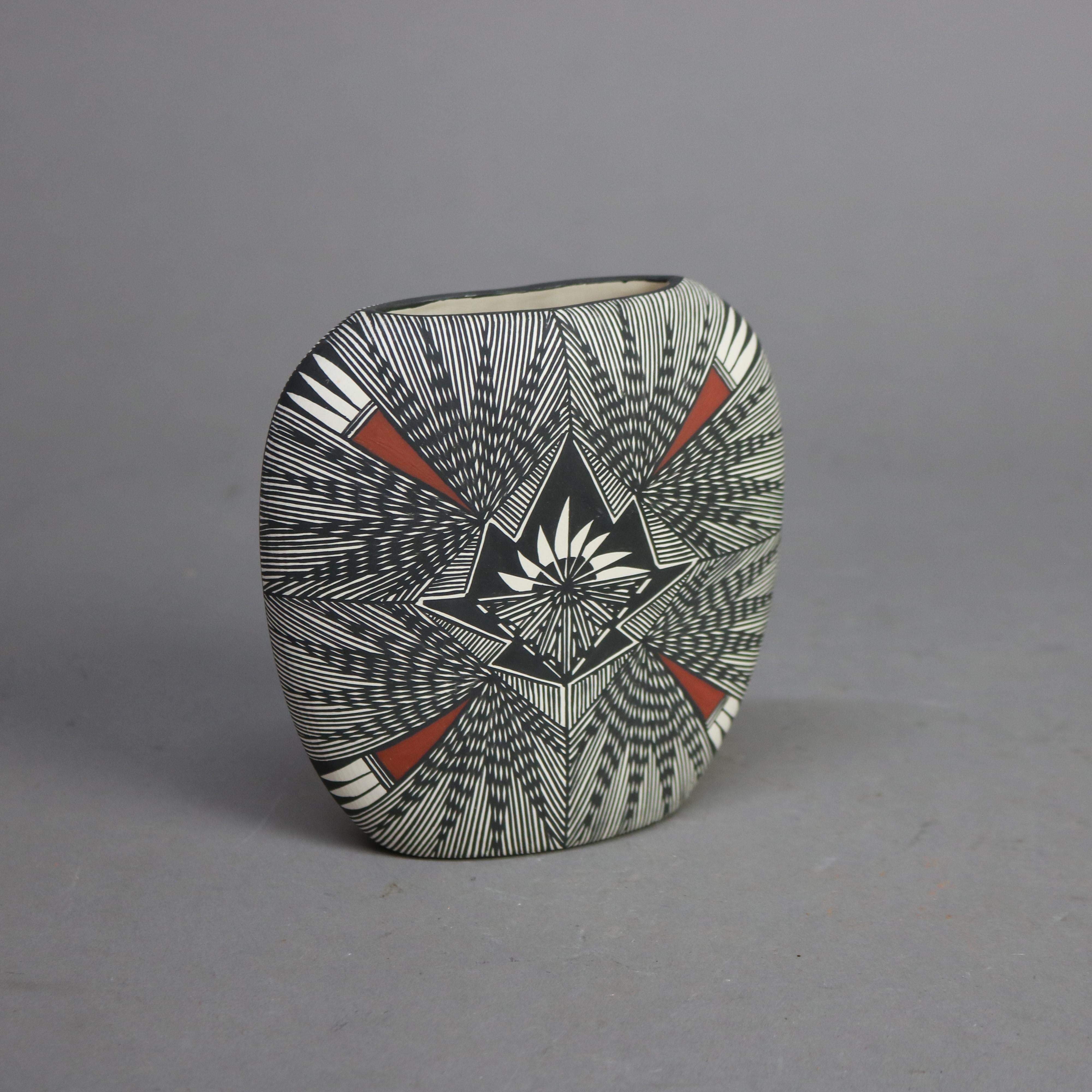 Three Southwestern Native American Acoma Pottery Artist Signed Vessels 20thC 1