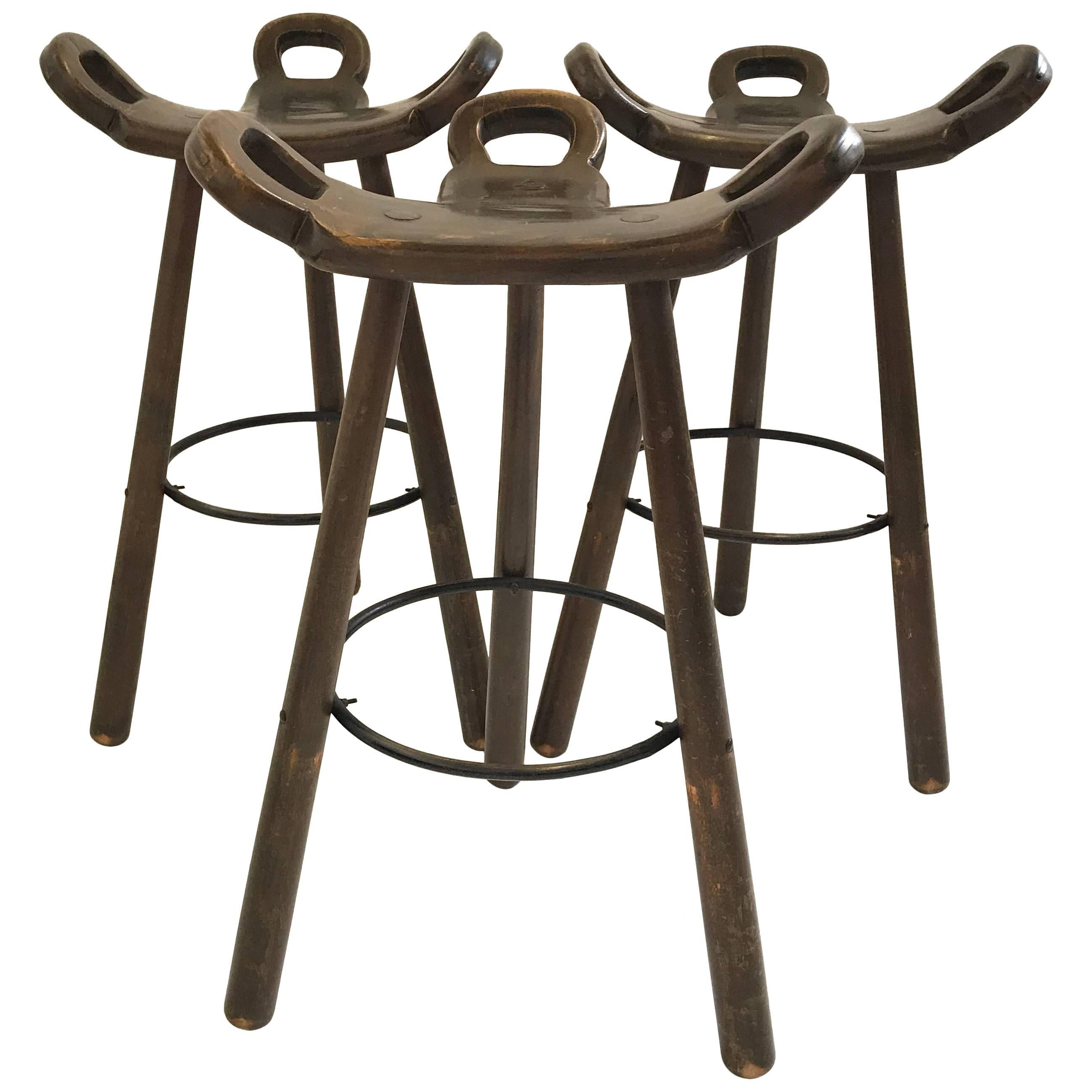 Three Spanish Brutalist Bar Stools "Marbella"