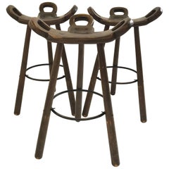 Three Spanish Brutalist Bar Stools "Marbella"