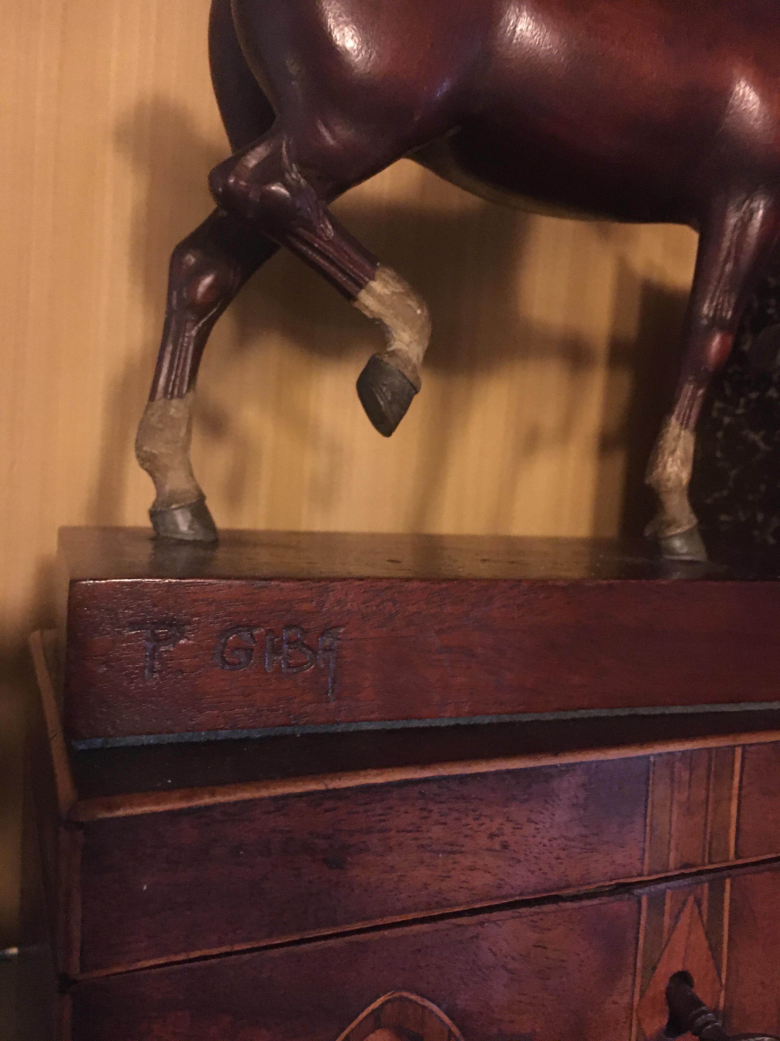 Three Spectacular Peter Giba Horse Sculptures Along With Three P Giba Head Sculp For Sale 2