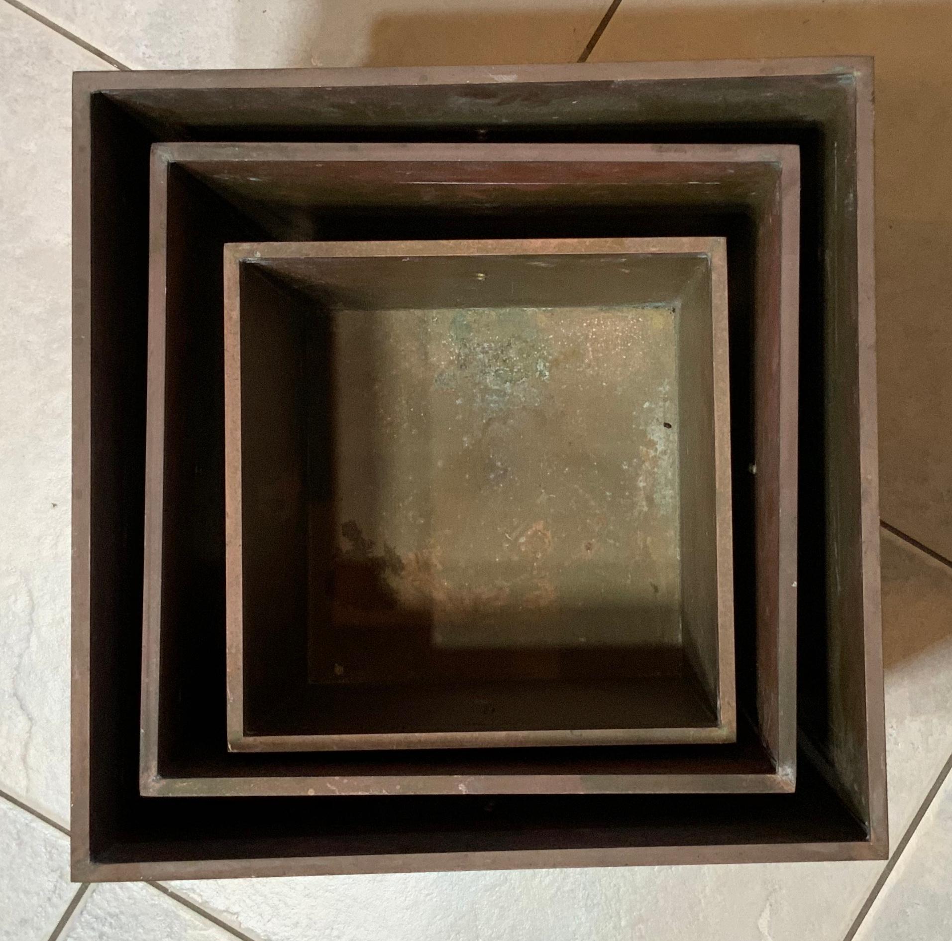 Three Square Brass Planter 1