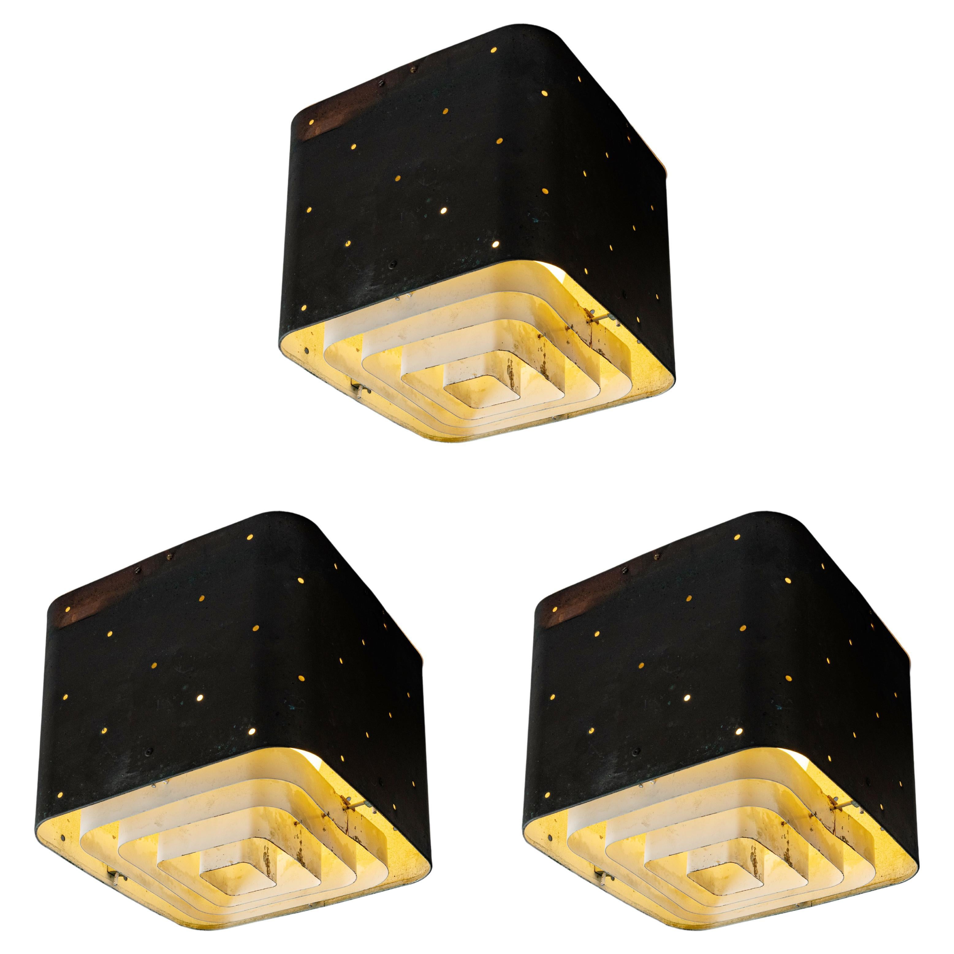 Two "Starry Sky" Exterior Ceiling Lights by Paavo Tynell