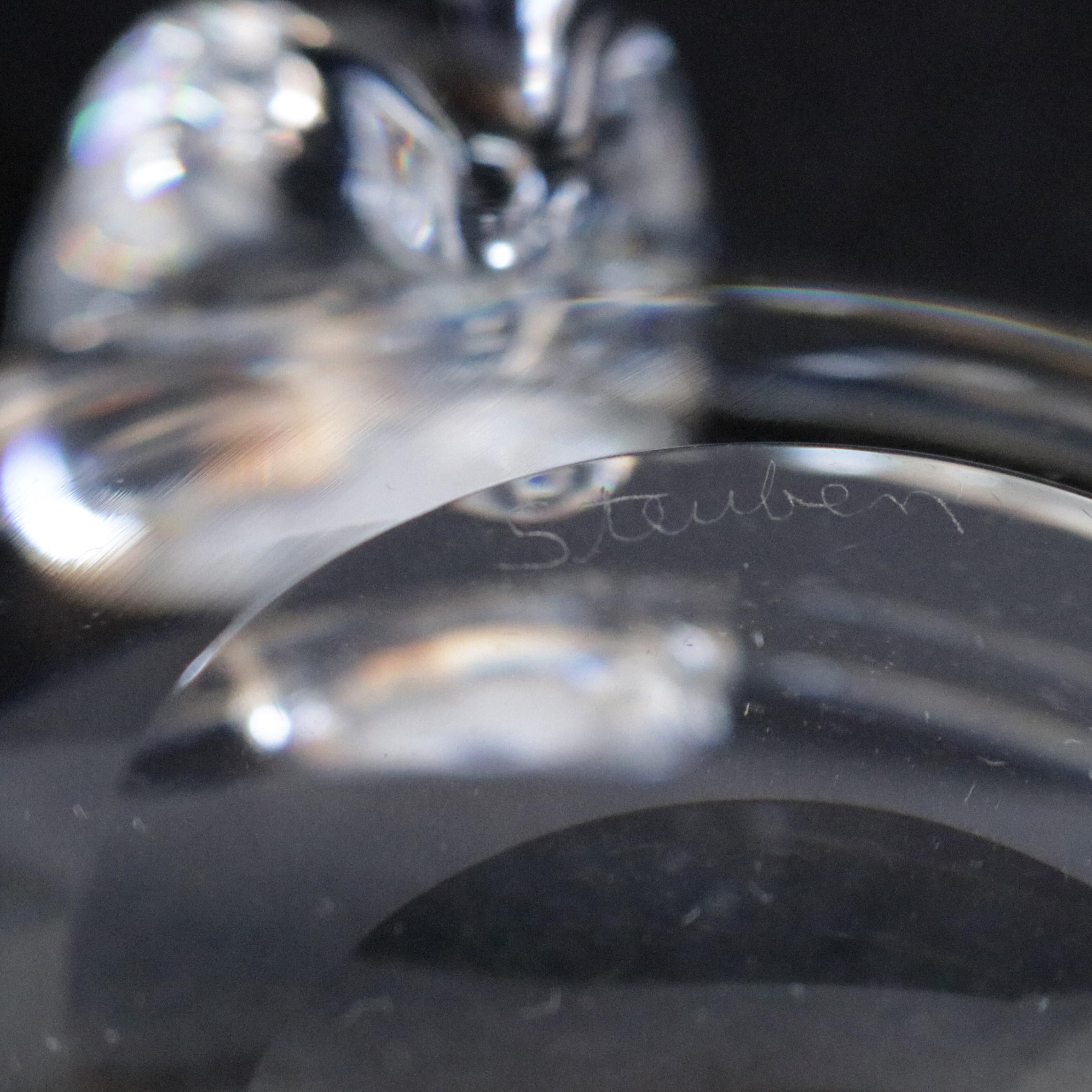 Three Steuben Crystal Sloping Bowl Art Glass Ashtrays, Signed 5