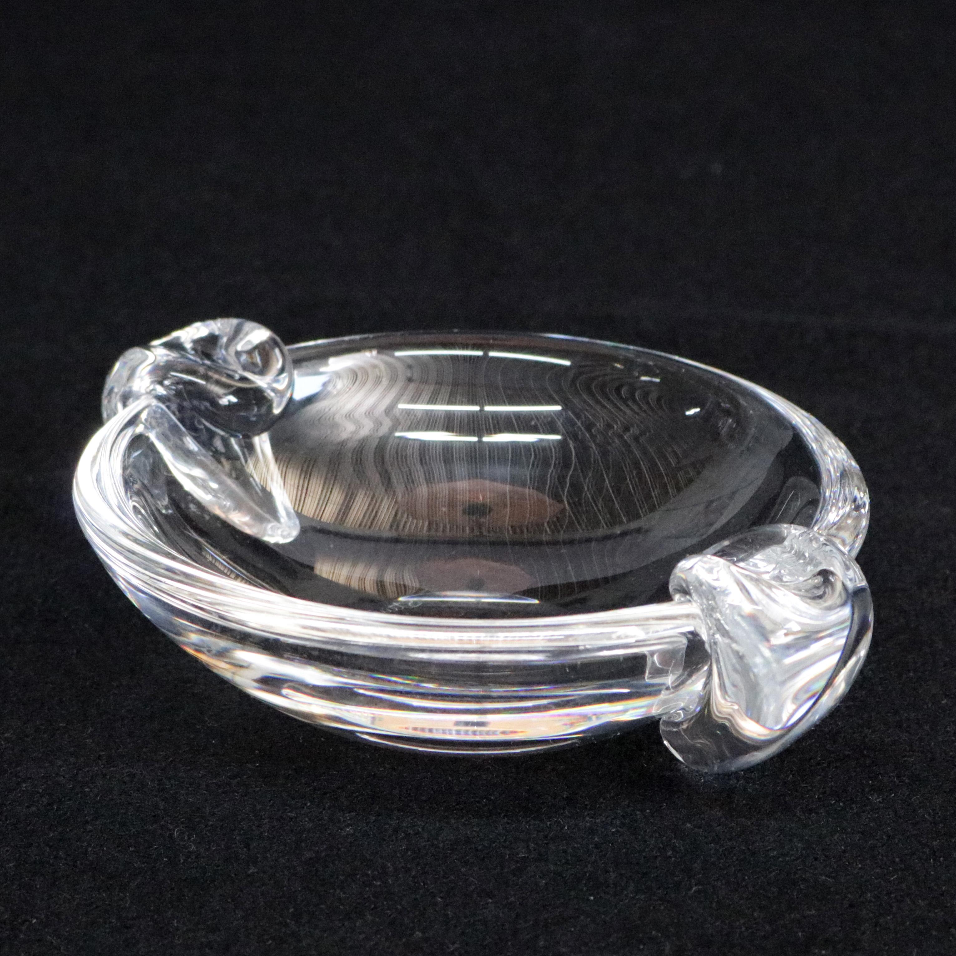 Three Steuben Crystal Sloping Bowl Art Glass Ashtrays, Signed 8