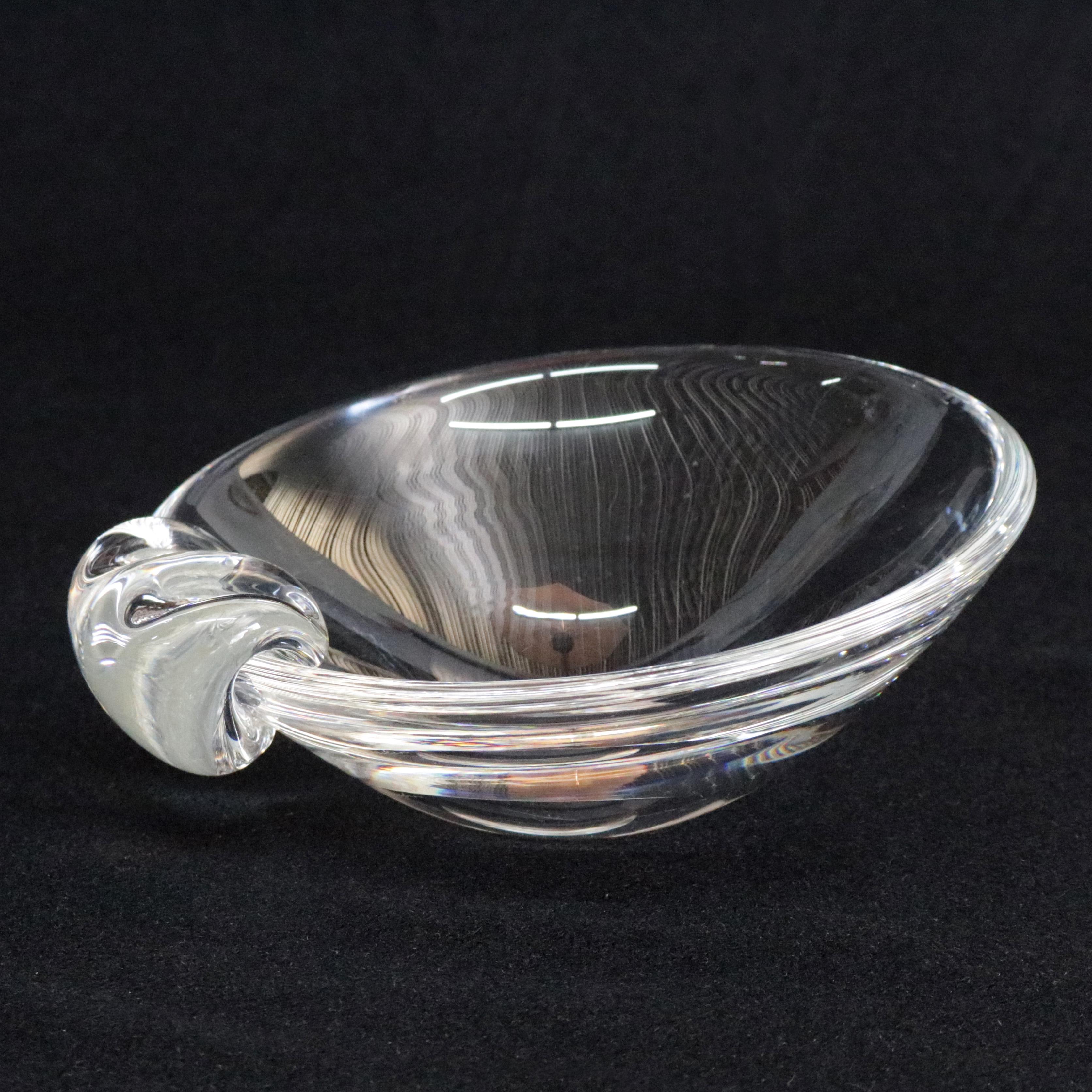 Three Steuben Crystal Sloping Bowl Art Glass Ashtrays, Signed In Good Condition In Big Flats, NY