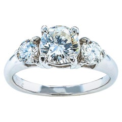Three-Stone 0.96 Carat Center Diamond Platinum Engagement Ring