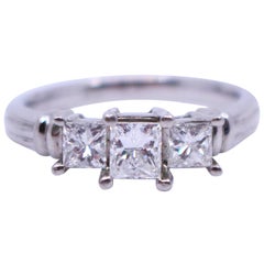 Three-Stone 0.98 Carat Diamond Platinum Ring