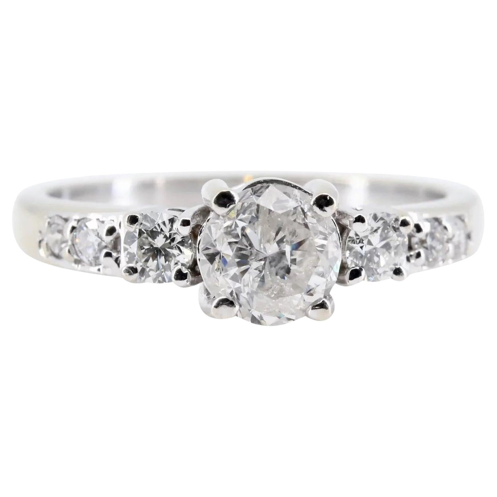 Three Stone 1.00ctw Diamond Engagement Ring in 14K White Gold