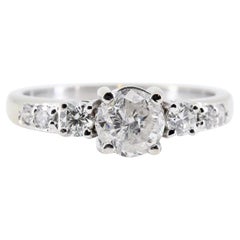 Three Stone 1.00ctw Diamond Engagement Ring in 14K White Gold