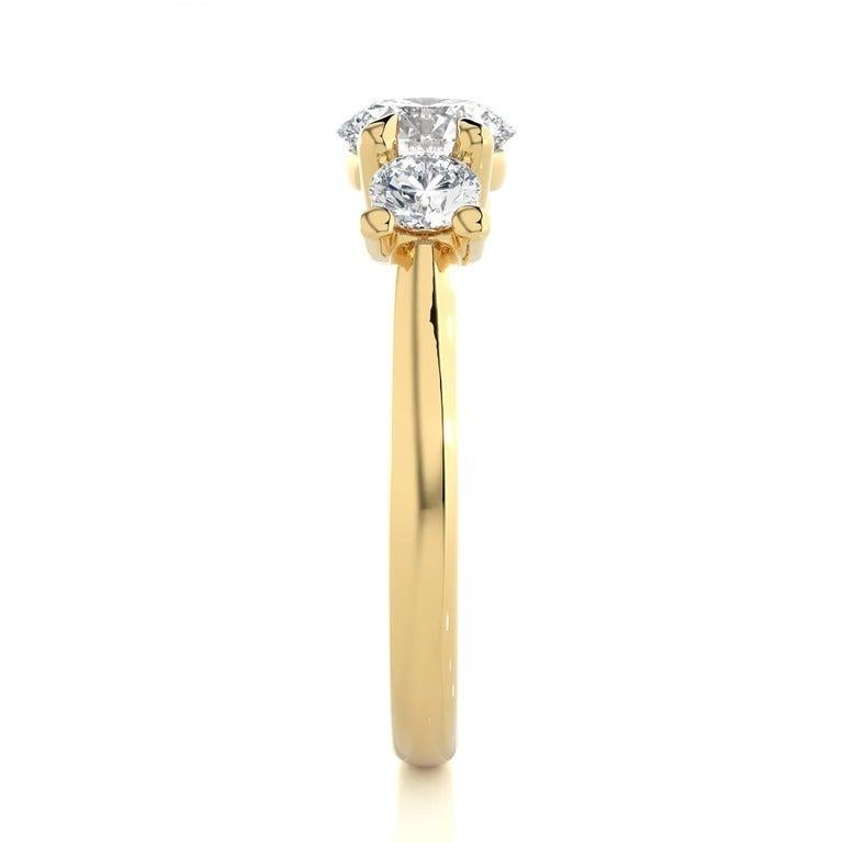 For Sale:  Three Stone 1.39 CTW Moissanite Ring for Mom in Yellow Gold Plated 925 Silver 5
