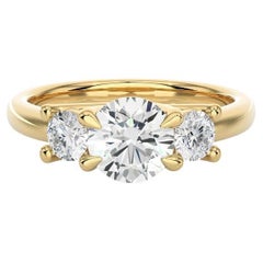 Drei Steine 1,39 Karat Moissanit-Ring aus Gelbgold und 925 Silber für Mutter in Gelbgold